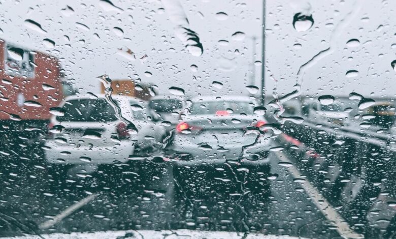 بارش باران - جاده